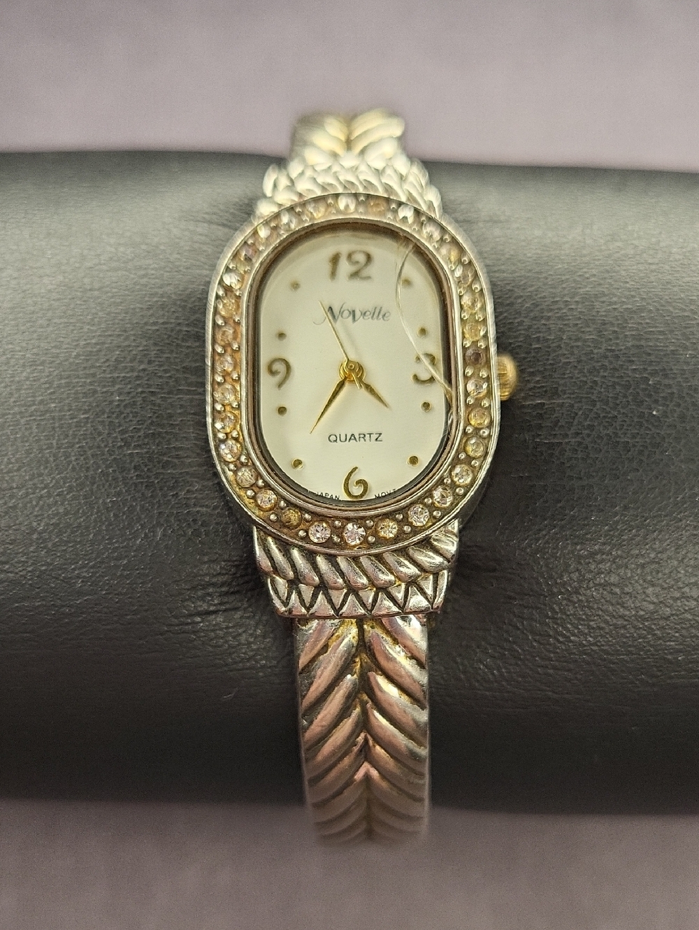Noelle Two-Tone Silver and Gold Crystal Accent Women's Bracelet Watch